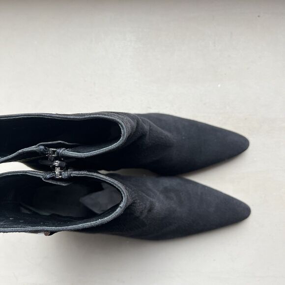 Ralph Lauren Black Suede Leather Ankle Boots Side Zip & Buckle Women’s Size 9 B - Picture 7 of 16